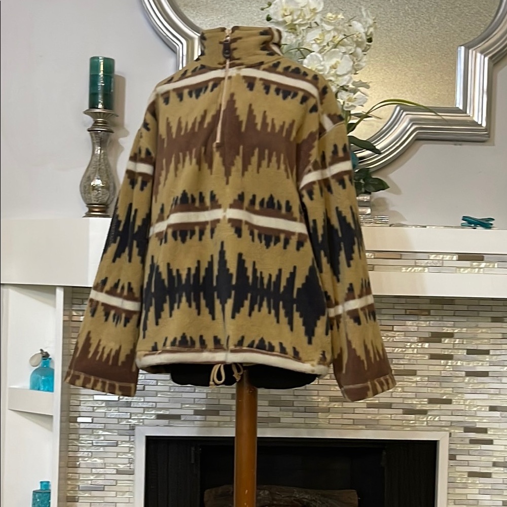 Vintage American Eagle  Geometric Aztec quarter size Fleece Pullover M